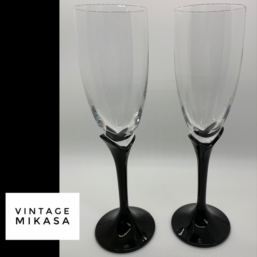 Pair of Vintage Mikasa Art Deco Champagne Flutes